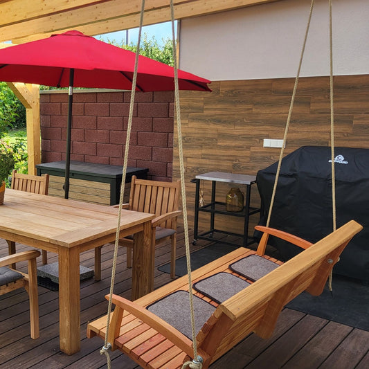 Hängebank 'Swing Times Light' | aus massiver Lärche | L 150  x T 74  x H 56 cm | inkl. 3 Sitzkissen | handgefertigt in Österreich