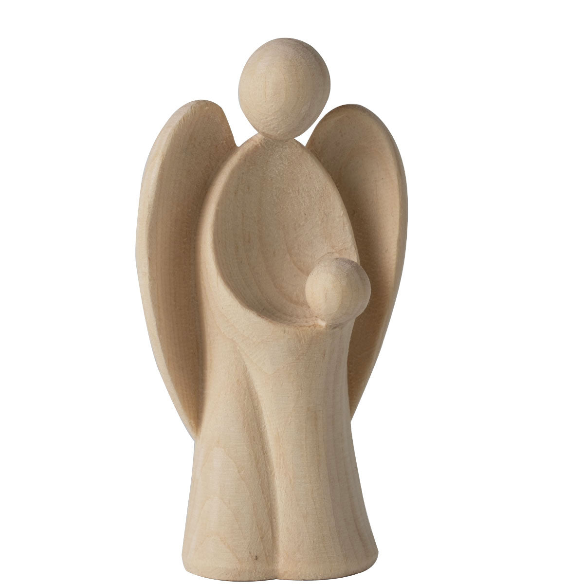 Einzelner Schutzengel aus Zirbenholz Seitenansicht