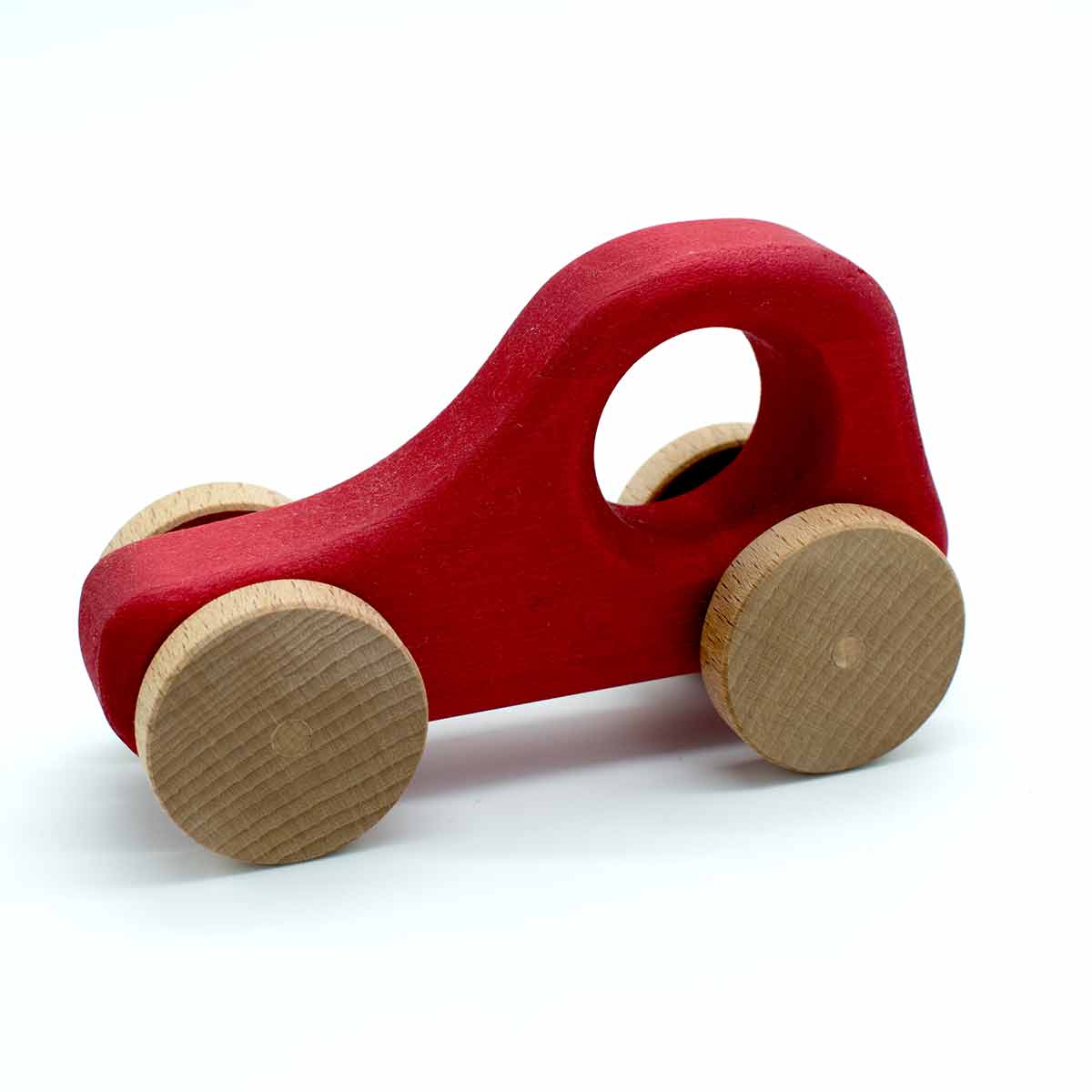 Holzauto aus 100 % Naturmaterialien | Hergestellt in einer geschützen Werkstätte | Set Rot & Blau