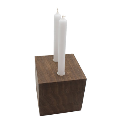 Kerzenwürfel 'Advent und mehr' | 14 x 14 x14 cm | Eiche dunkel geölt | inkl.10 Stabkerzen weiß