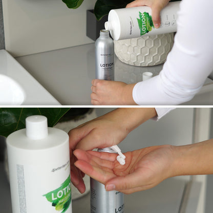 Naturliche Lotion für Körper, Gesicht & Hände | Refill-Hautpflege | für Groß und Klein | Nachfüll-Spender | 1 Liter | Hergestellt in Österreich