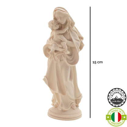 Madonna der Hoffnung mit Kind | Massivholz Figur | Natur | Höhe 15 cm | Made in Südtirol