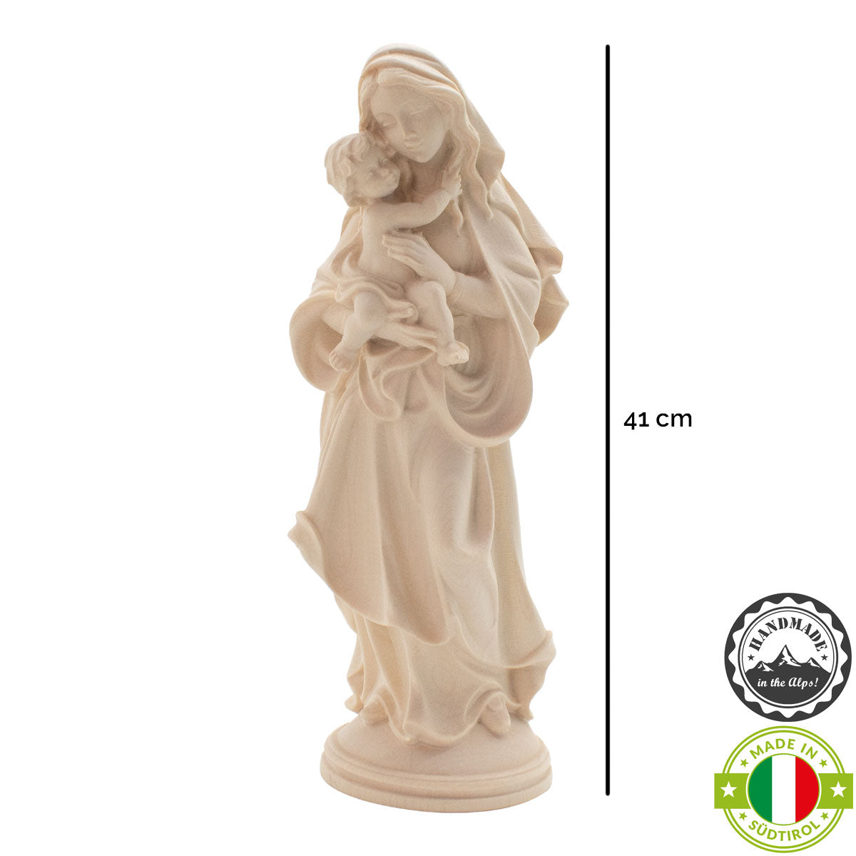 Madonna der Hoffnung mit Kind | Massivholz Figur | Natur | Höhe 41 cm | Made in Südtirol