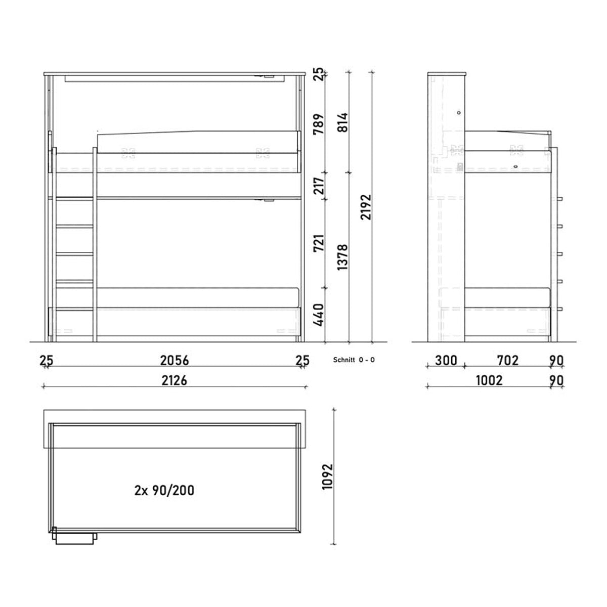 Multifunktionales Klappbett und Stockbett Plano Cube | Sofa und Zusatzbett | inkl. Matratzen | robustes Design | TÜV geprüft | Gastro und Hotel | Made in Austria