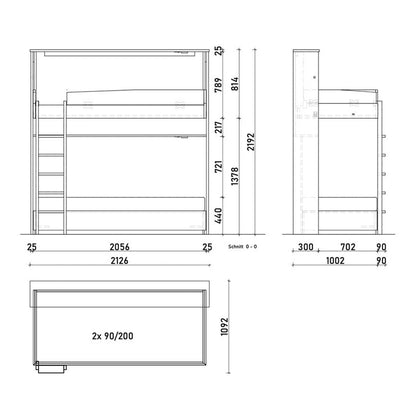 Multifunktionales Klappbett und Stockbett Plano Cube | Sofa und Zusatzbett | inkl. Matratzen | robustes Design | TÜV geprüft | Gastro und Hotel | Made in Austria