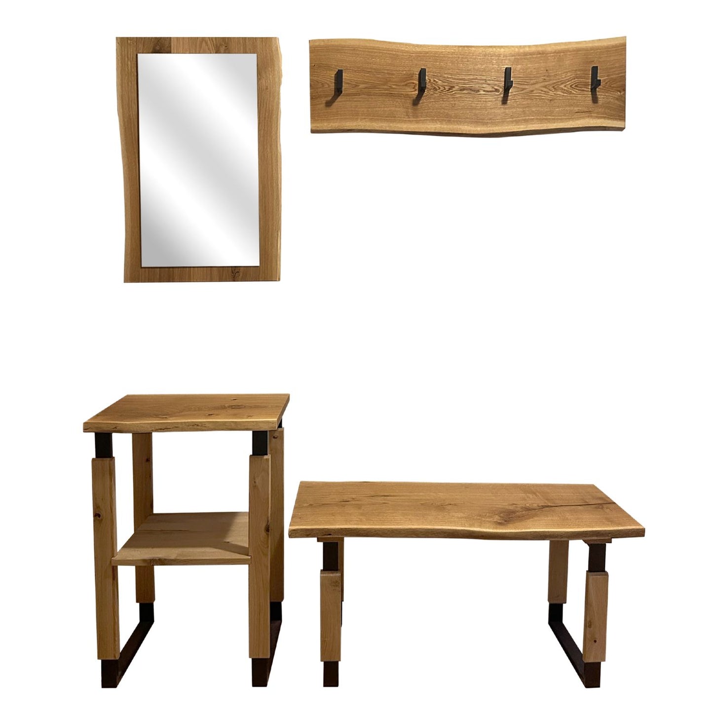 Garderobe 'Waldkante' | verschiedene Ausführungen | Eiche massiv | 2 x geölt | Eisenkuven schwarz | Made in Austria