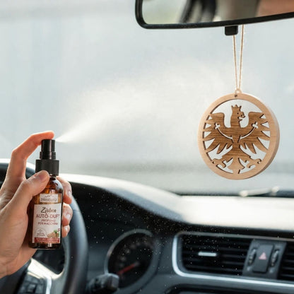 UaB Geschenk | Set ZQ Zirben Autospray + Anhänger 'Adler' | 30 ml | Flasche mit Defuser