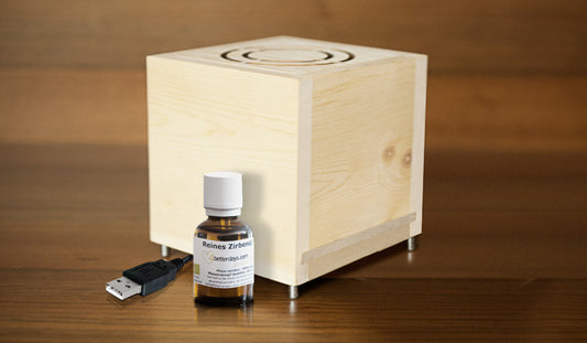 '4bd-AromaCube' - stylische Raumklimaverbesserung inklusive 20ml Zirbenöl