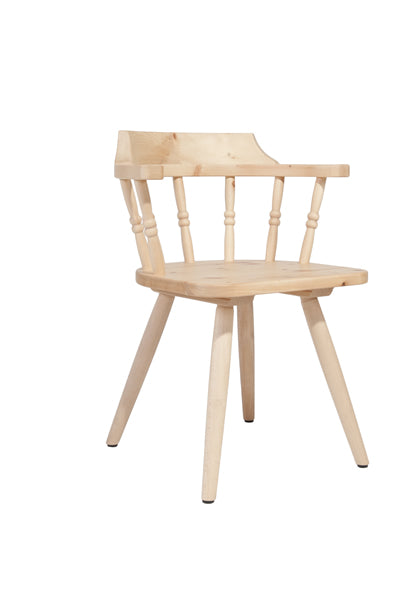 Landhaus Stuhl | mit Armlehne | aus Zirbenholz (Arve) | 'Sitbetter Native' | Beine aus Buche | Comfort Country