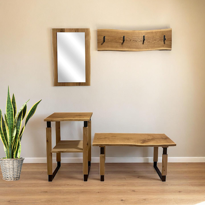 Garderobe 'Waldkante' | verschiedene Ausführungen | Eiche massiv | 2 x geölt | Eisenkuven schwarz | Made in Austria